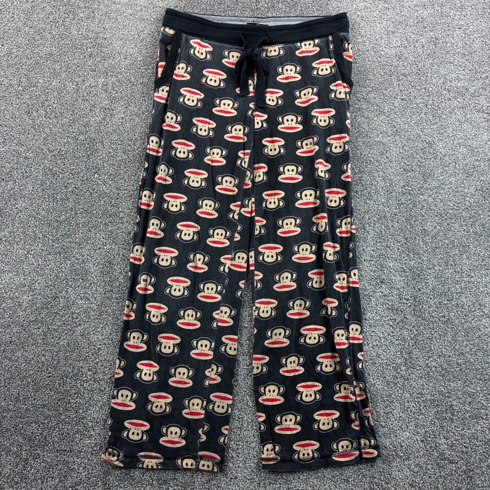 Paul Frank Pajama Pants Women's Large Black Julius Monkey Cotton Lounge Sweat